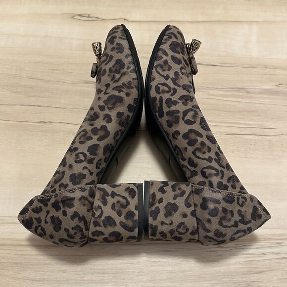 Sabrinas Spain Leather Heels 39 8 Block Hell Metal Tassels Gray Cheetah‎ Print - Picture 4 of 10